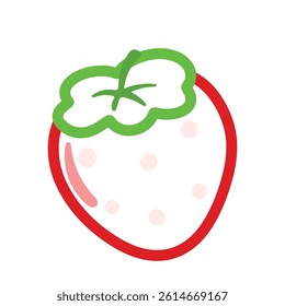 Hand Drawn Colorful Line Art Fresh Strawberry Icon Cartoon Fruit in Flat Vector Illustration for Kids and Children Learning and Alphabet Book Isolated on Transparent Background