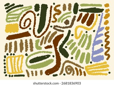 Hand drawn colorful lines flat
