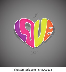 Hand drawn colorful love sign.
