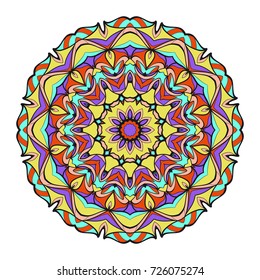 Hand drawn colorful Mandala on a white background. Vector pattern. for greeting card, invitation, tattoo, yoga and spa symbol