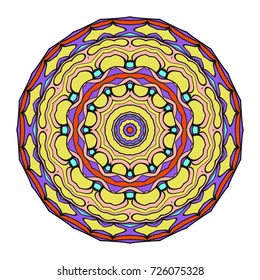 Hand drawn colorful Mandala on a white background. Vector pattern. for greeting card, invitation, tattoo, yoga and spa symbol