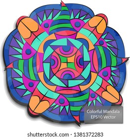 Hand Drawn Colorful Mandala Vector