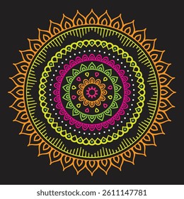 Hand drawn colorful mandala. Vector decorative elements. Oriental pattern, design element for coloring book, tattoo, greeting card, yoga and meditation. Ornate Circular Mandala Multicolor Designs