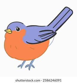 Hand drawn of a Colorful Orange Bird in vector colorful isolated white background. Suitable for any purpose, from digital designs to print media.