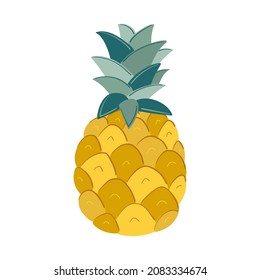 Hand drawn colorful pineapple fruit