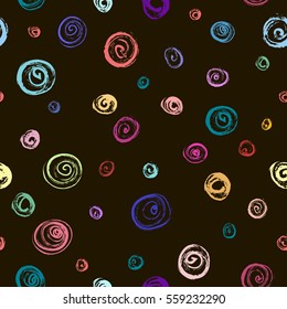 Hand drawn colorful polka dot seamless pattern. Casual polka dot texture. Stylish doodle. Vector. 