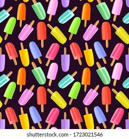 Hand drawn colorful popsicles seamless pattern background. Vector illustration in modern flat style for web design or print.