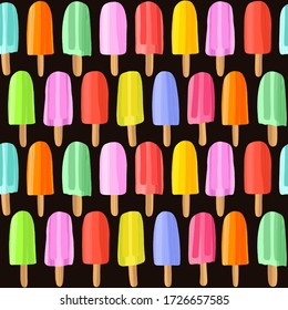 Hand drawn colorful popsicles seamless pattern background. Vector illustration in modern flat style for web design or print.