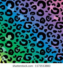 Hand Drawn colorful rainbow abstract leopard print in seamless pattern. Illustrations Drawing Vector Sketch for textile, print, poster, background, apparel, t-shirt, design, wallpaper