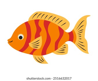 Hand drawn colorful sea fish. Funny fish isolated on white background. Web design, print, textile, packaging