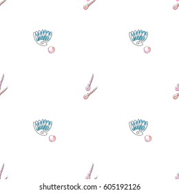 Hand drawn colorful sea shells. Summer sea shells doodles collection. Beautiful design for your textile, paper, cards, web page background. Vector seamless pattern.