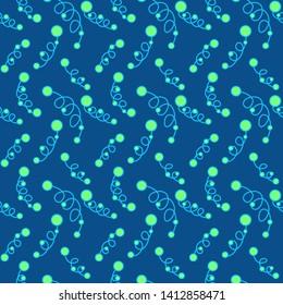 Hand drawn colorful seamless pattern with berries and leaves. Bright hand drawn ornament for textile, wrapping paper, prints, fabric, wallpaper, web etc.