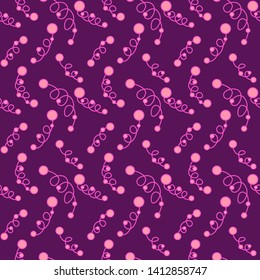Hand drawn colorful seamless pattern with berries and leaves. Bright hand drawn ornament for textile, wrapping paper, prints, fabric, wallpaper, web etc.