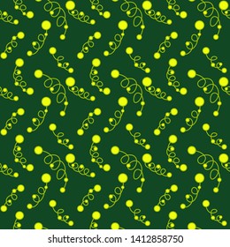 Hand drawn colorful seamless pattern with berries and leaves. Bright hand drawn ornament for textile, wrapping paper, prints, fabric, wallpaper, web etc.