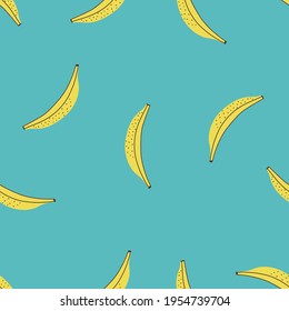 Hand drawn colorful seamless pattern of hand drawn bananas. Perfect for textile manufacturing wallpaper posters etc. Vector illustration