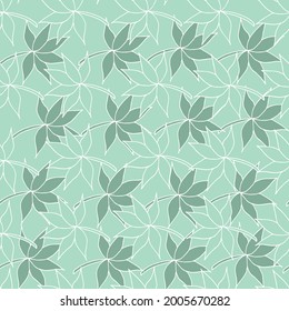 Hand Drawn Colorful Seamless Pattern With Ileaves For Gif Cards, Wallpaper, Notebook, Fabric, Scrapbook. Doodle Style.