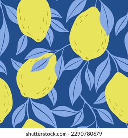 Patrón de limones dibujados a mano sin costura. Fondo de cítricos. Perfecto para la fabricación de carteles de papel pintado, etc. Ilustración vectorial