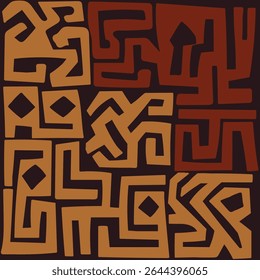 Hand drawn colorful seamless pattern. African motif. Material is not AI