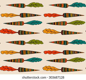 Hand drawn colorful seamless pattern with carrot. Vector vegetables, vegetarian, Eco food illustration 