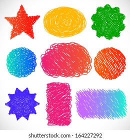 Hand drawn colorful set of different shapes - vector illustration.