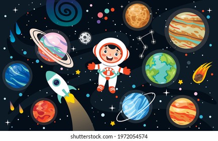 Hand Drawn Colorful Space Background