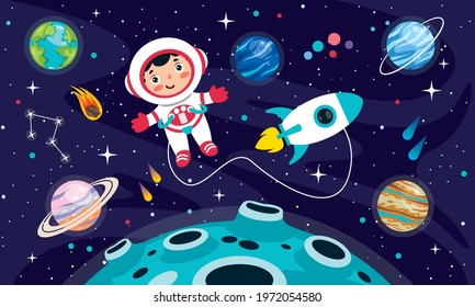 Hand Drawn Colorful Space Background - Shutterstock ID 1972054580