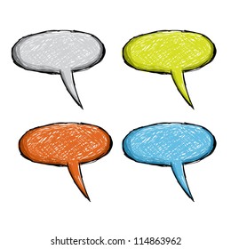 Hand drawn colorful speech bubbles.