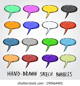 Hand drawn colorful speech bubbles. 
