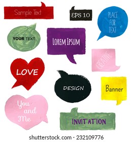 Hand drawn, colorful speech bubbles.