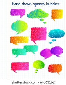 Hand drawn colorful speech bubbles