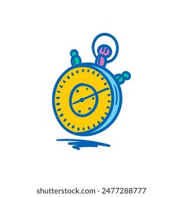 Handgezeichnetes buntes Tachometer. Doodle Stoppuhr Symbol