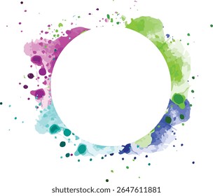  Hand drawn colorful Splash Frame, Vector Ink Box and Brush Stroke Element for Text on White Background


