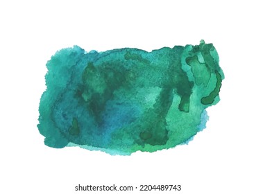 Hand drawn colorful stain. Aquarelle spot on isolated white. Colored blotch. Watercolour abstract art. Colorful illustration