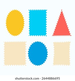 Hand Drawn of Colorful Stamp Shapes