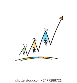 hand drawn colorful statistics chart concept. scribble statistics chart symbol