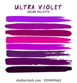 Hand drawn colorful strips isolated on white background. Ultra violet color palette.