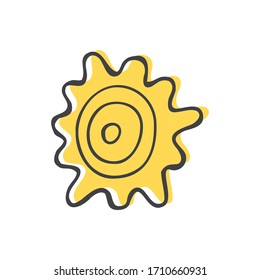 Hand drawn colorful the sun on a white isolated background. Doodle, simple outline illustration. It can be used for decoration of textile, paper and other surfaces.