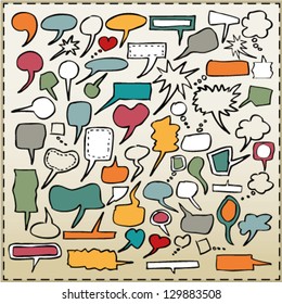 Hand drawn, colorful text bubbles
