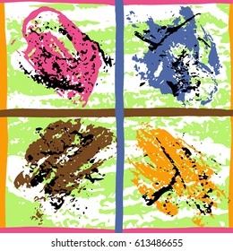 Hand Drawn Colorful Texture Seamless Pattern with Drawing Border Artistic Design Stock Vector Illustration