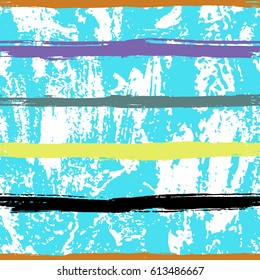 Hand Drawn Colorful Texture Seamless Pattern with Drawing Stripes Abstract Design Stock Vector Illustration