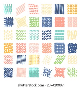 Hand Drawn colorful textures .Different shapes scribble, line, spot, drop, Vector illustration. 