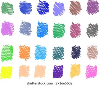 Hand drawn colorful textures. Freehand drawing elements. Pencil sketch drawing technique. Vector illustration.