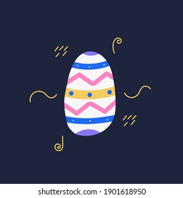 Huevo vector colorido dibujado a mano para celebrar la fiesta de Pascua, elemento doodle para la decoración, banner y tarjeta de saludo. Patrón colorido para las vacaciones de primavera