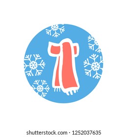 
Hand drawn colorful vector icon of scarf with snowflakes 