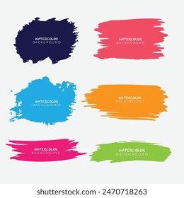 Hand drawn colorful watercolor strokes set modern background