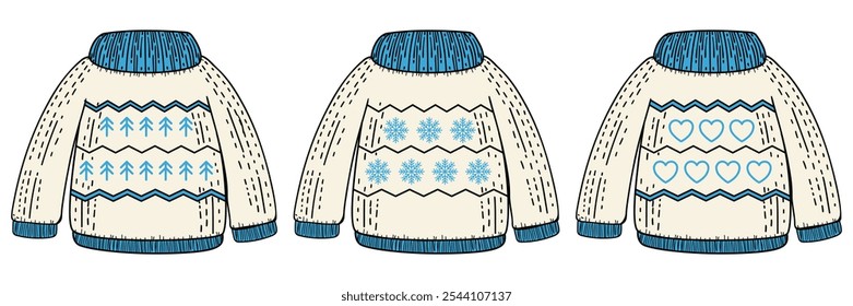 Hand Drawn Colorful Winter Sweater Illustration