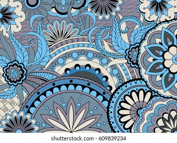 Hand drawn colorful zen pattern with mandalas  for decorate dishes, bags, case, notebook, stationery, fabric print, footwear, shoes. eps 10.