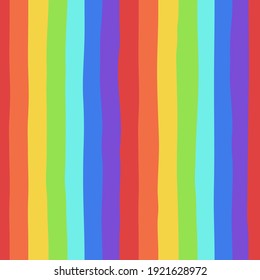 Hand drawn colorfull stripe texture. Vector abstract rainbow. Design seamless pattern.