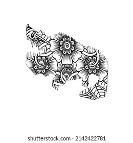 Hand drawn for coloring animal mandala for adult, shirt design, greeting card, sticker and tattoo.