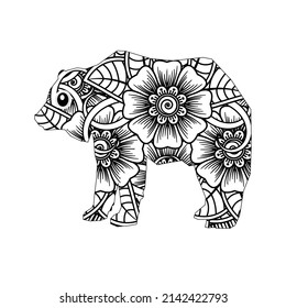 Hand drawn for coloring animal mandala for adult, shirt design, greeting card, sticker and tattoo.